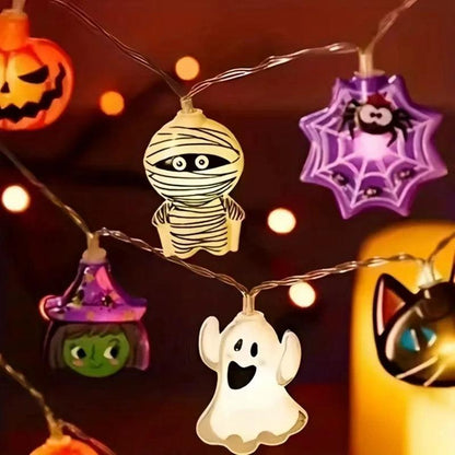 Pumpkin Ghost Spider Web Halloween Party LED String Lights - Dabfavshop