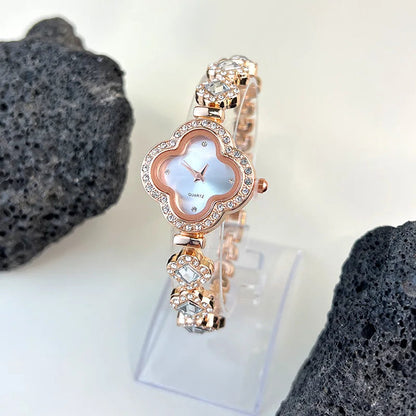 Four-leaf Clover Embedded Diamond Watch Dabfavshop