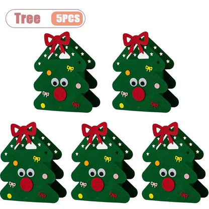 1-10PCS Christmas Felt Gift Bag Creative Holiday Candy Apple Tote Bag for Kids Party Favor Bag for Christmas Eve Gift Wrapping Dabfavshop