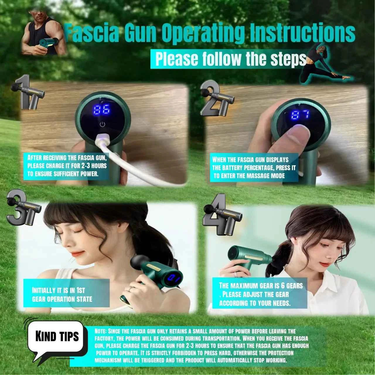 Portable Gun Handheld Deep Percussion Massager for Body Back Neck And Leg