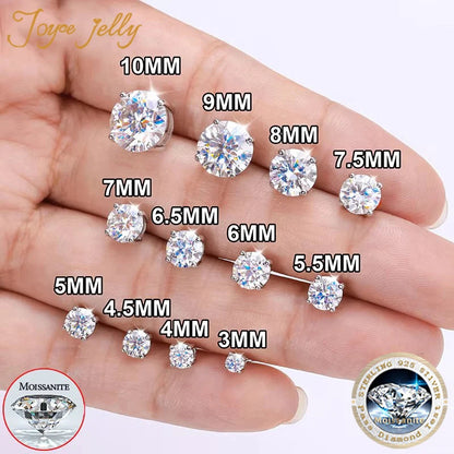 Passed Moissanite Diamond Stud Earrings for Women S925 Silver Platinum Plated Bride Wedding GRA Fine Jewelry Dabfavshop