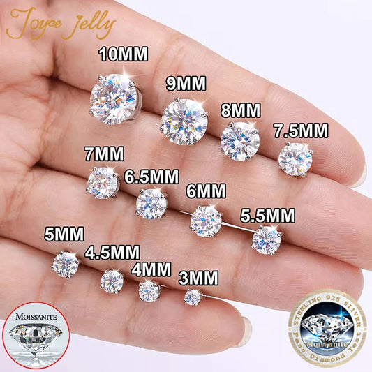 Passed Moissanite Diamond Stud Earrings for Women S925 Silver Platinum Plated Bride Wedding GRA Fine Jewelry Dabfavshop