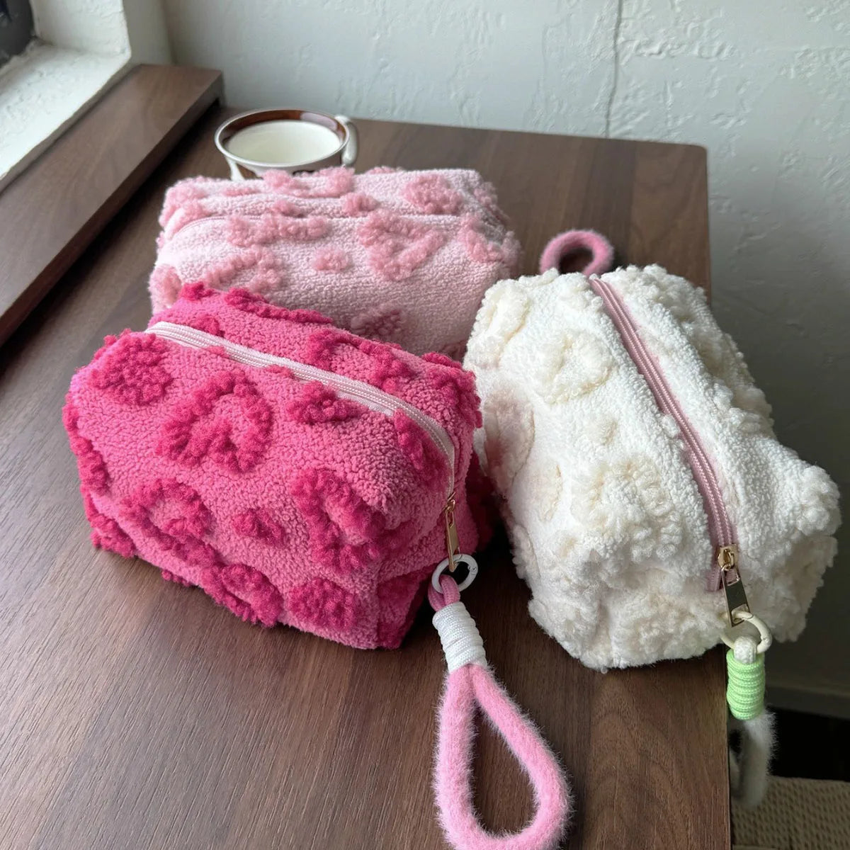 Plush Makeup Bags with Handle Soft Travel Cosmetic Storage Bag Dabfavshop