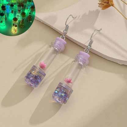 Glow In The Dark Ghost In Bottle Earrings - Dabfavshop