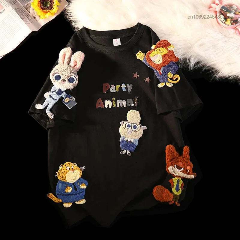 Disney Zootopia Cartoon Cute Short Sleeve T-shirts - Dabfavshop