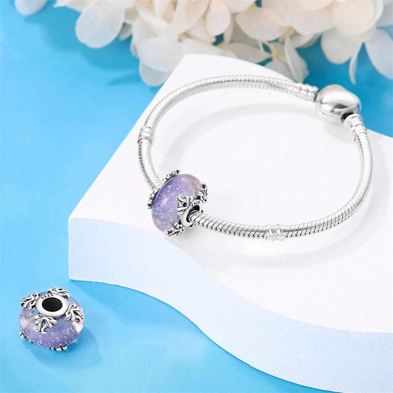 Colorful Flower Murano Glass Charm Fit Original Bracelet Necklace Heart 925 Sterling Silver Murano Glass Fine Jewelry Dabfavshop