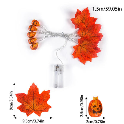 Pumpkin Garland LED Artificial Autumn Maple Leaves - Dabfavshop