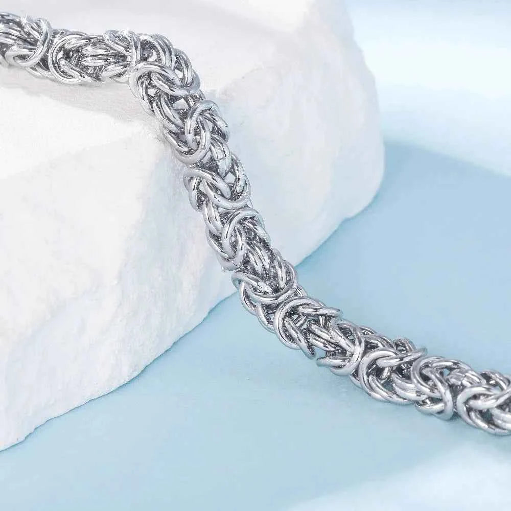 New S925 Sterling Silver Byzantine Emperor Chain Bracelet