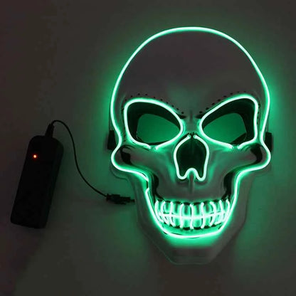 Halloween Horror Skull Mask LED Cold Light Full Face Cosplay Mask for Adults Luminous Party Decoration Adult Size Foam Paper