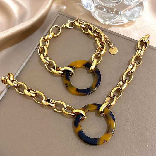 Punk Chunky Gold Jewelry Set