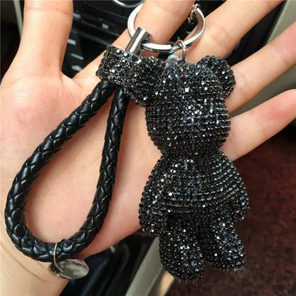 Rhinestone Gloomy Bear Keychain Handmade Car Tassel Key Chain Ring Holder Pendant Bag Charm for Women Dabfavshop