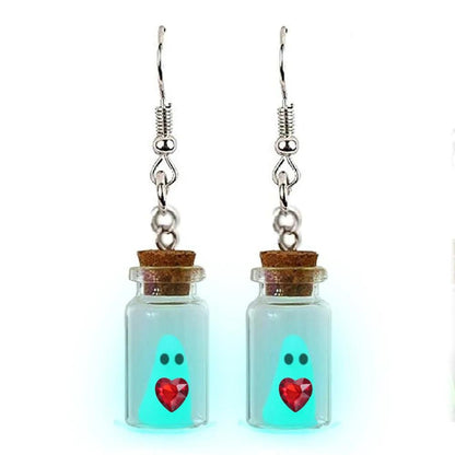 Glow In The Dark Ghost In Bottle Earrings - Dabfavshop