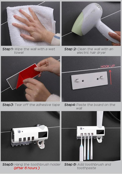 Solar Wall-Mounted Toothbrush Holder - Dabfavshop