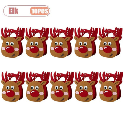 1-10PCS Christmas Felt Gift Bag Creative Holiday Candy Apple Tote Bag for Kids Party Favor Bag for Christmas Eve Gift Wrapping Dabfavshop