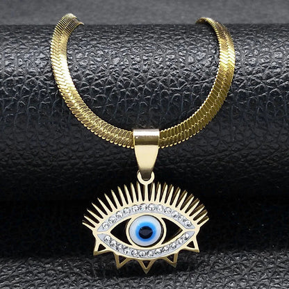 Vintage Crystal Evil Demon Eye Choker Necklaces for Women Stainless Steel Gold Plated Dabfavshop