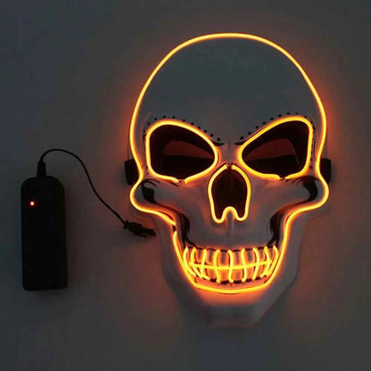 Halloween Horror Skull Mask LED Cold Light Full Face Cosplay Mask for Adults Luminous Party Decoration Adult Size Foam Paper