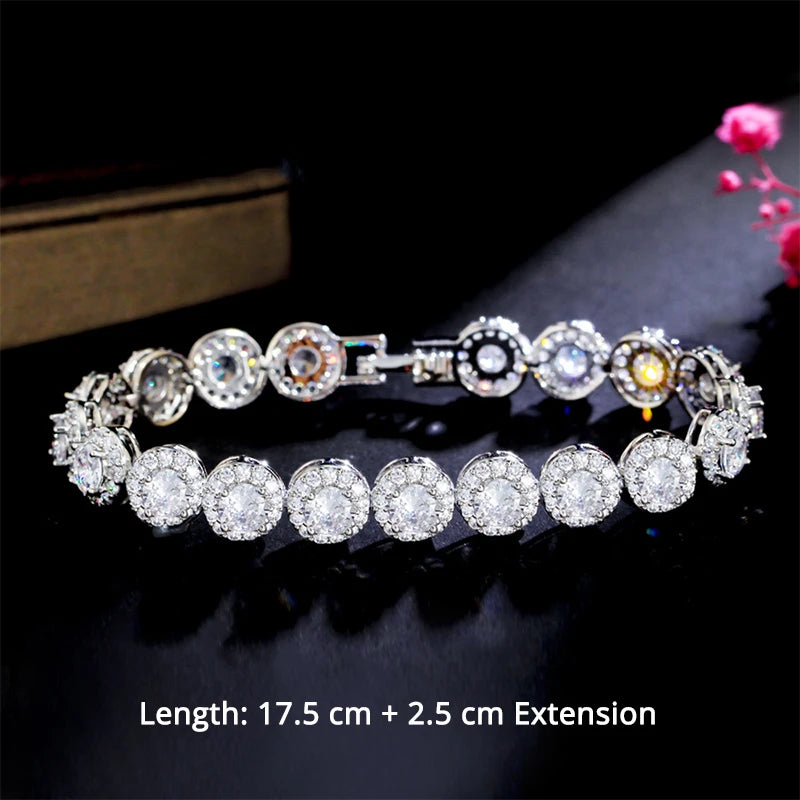 BeaQueen Trendy Green and White Cubic Zirconia Stone Silver Color Tennis Bracelets Dress Jewelry Accessories Gift for Women B100 Dabfavshop
