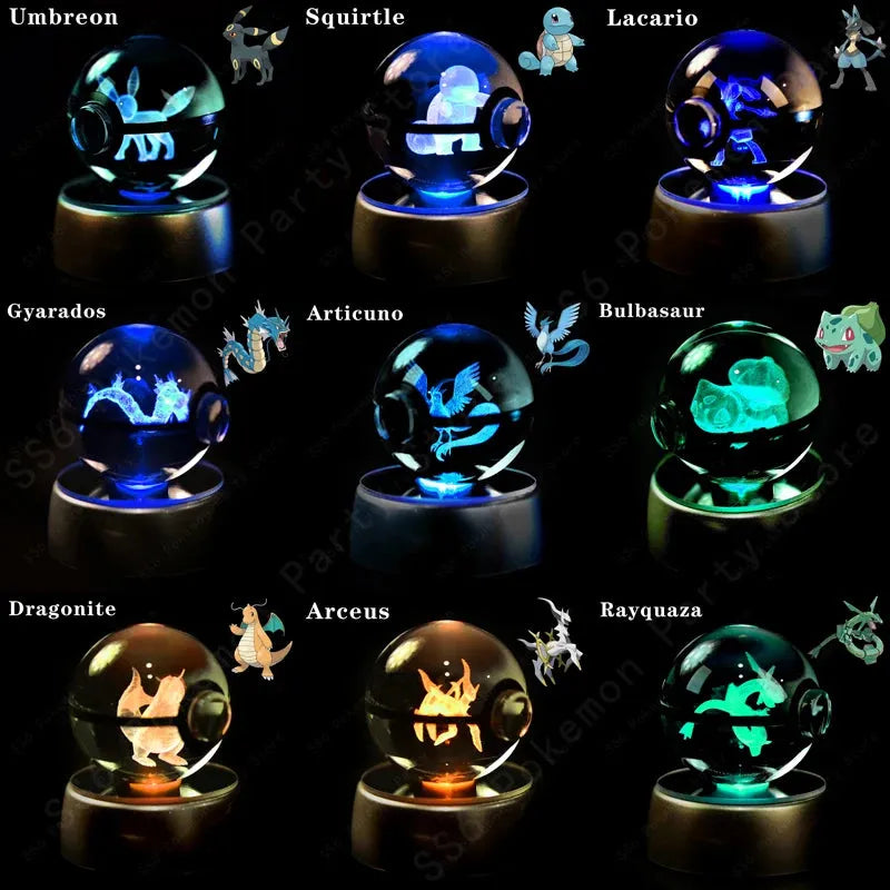 Pokemon 3D Crystal Ball Multi Color LED Light Base - Dabfavshop