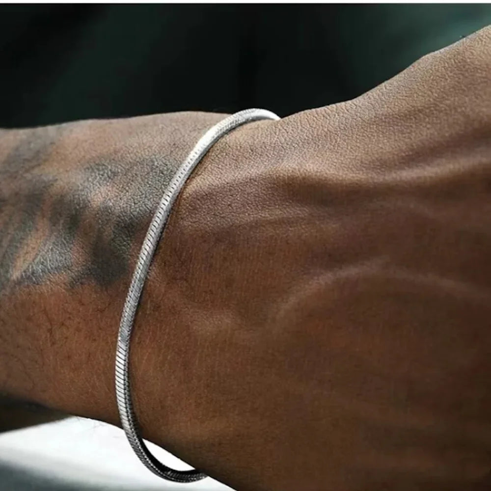 Snake Chain Bracelet 925 sterling silver Men Simple Bracelet For Women Fashion Charm Punk Party Jewelry Wholesale Dabfavshop
