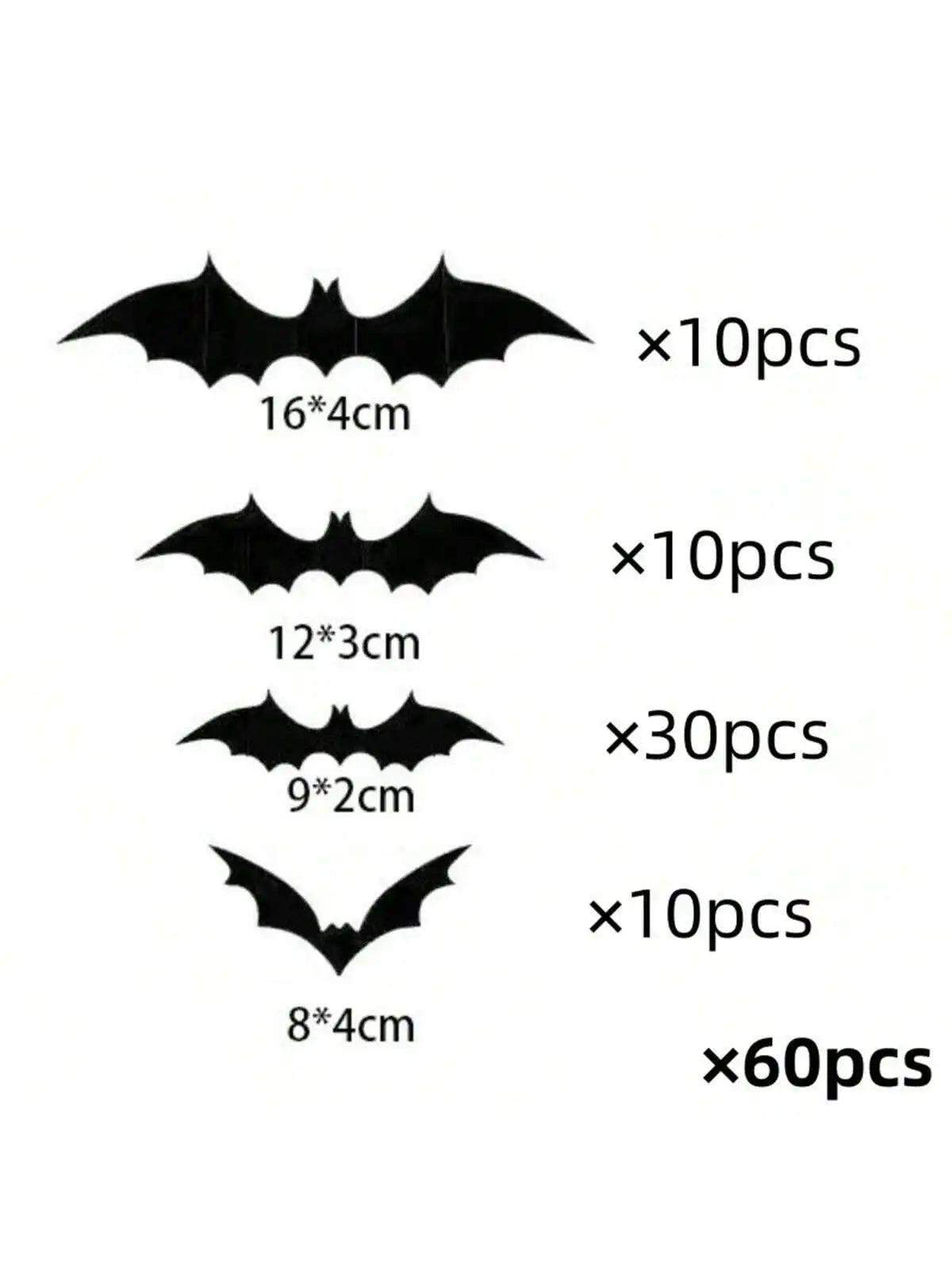 60pcs 3D Waterproof Black Bats Wall Decor Halloween Decor - Dabfavshop