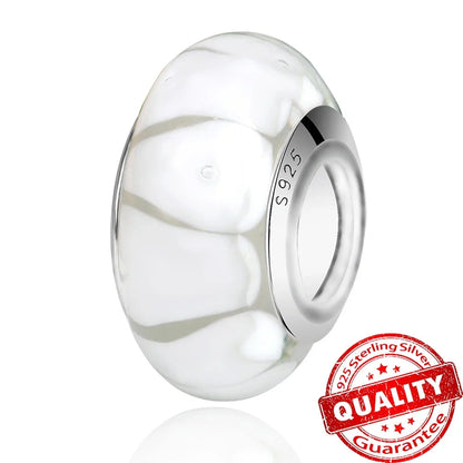Colorful Flower Murano Glass Charm Fit Original Bracelet Necklace Heart 925 Sterling Silver Murano Glass Fine Jewelry Dabfavshop