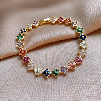 Crystal Flower Lucky Bracelet Women Personalized New Stainless Steel Bracelet Dabfavshop