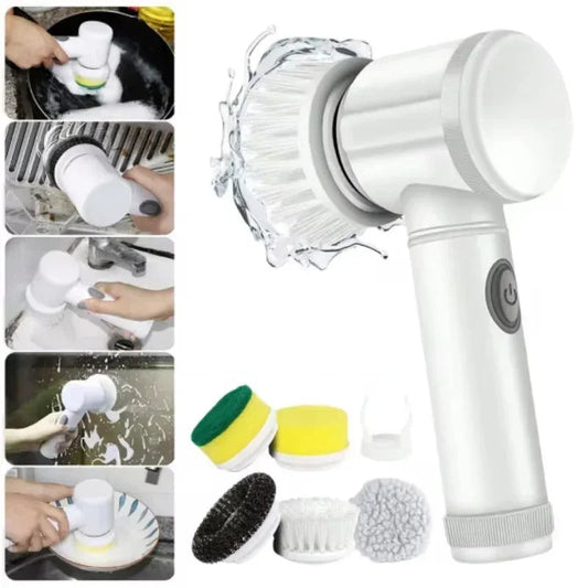 5-in-1 Electric Spin Scrubber Brush For Bathroom Tile Bathtub Sink, Power Scrubber With 5 Replaceable Brush Heads Dabfavshop