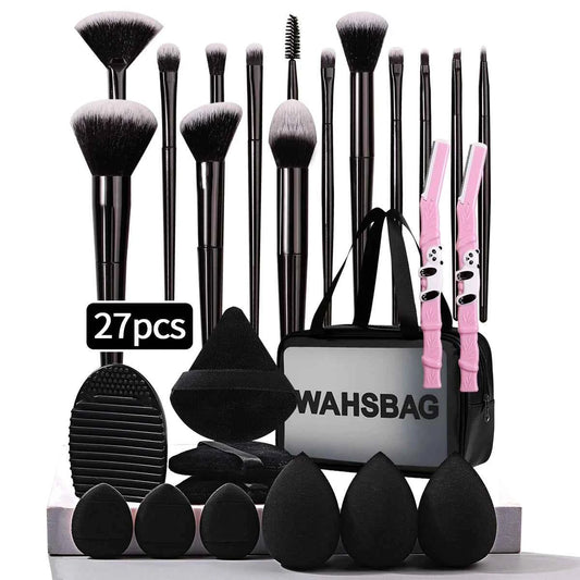 27/14/9/1PCS professional makeup brush set 14 makeup brushes, makeup sponge, powder puff,makeup bag,eyebrow razor,cleaning tools
