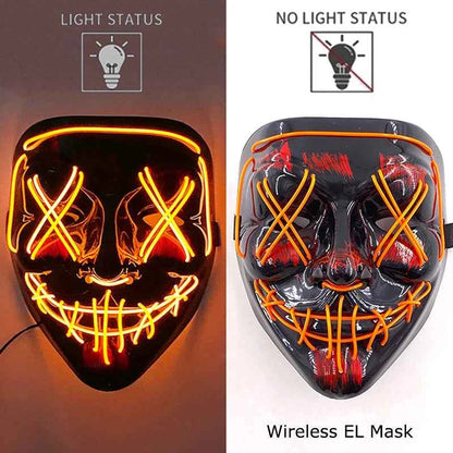 Neon LED Halloween Purge Mask Wireless Masquerade Party Light-up Horror Mask Glowing Multicolor Full Face Adult Mask for Halloween Dabfavshop
