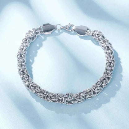 New S925 Sterling Silver Byzantine Emperor Chain Bracelet