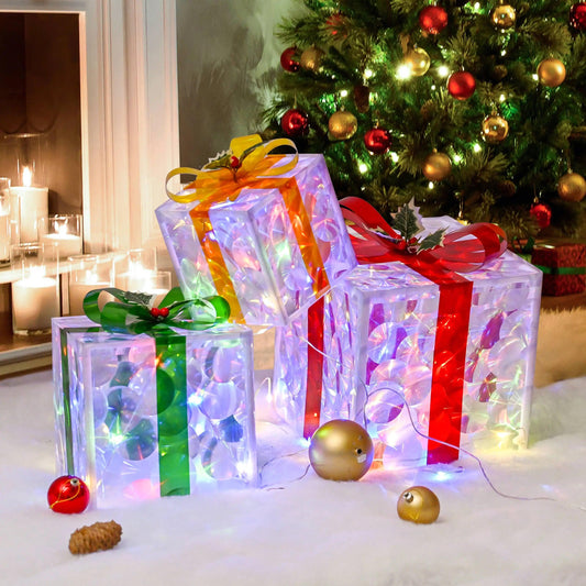 Set of 3 LED Lighted Christmas Gift Boxes - Dabfavshop