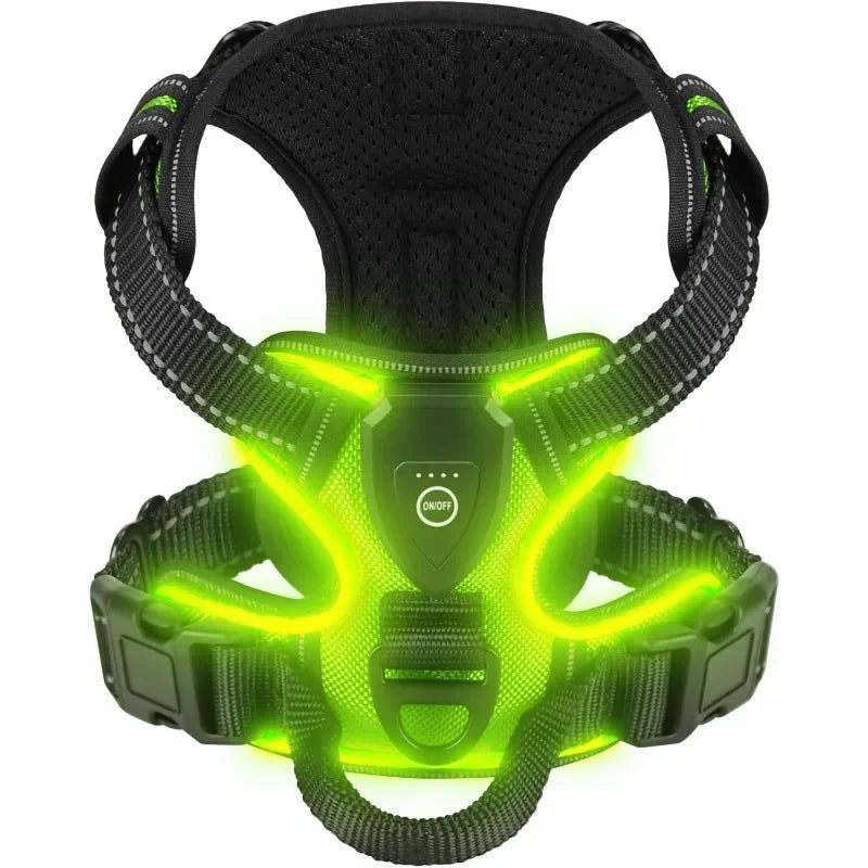 LED Luminous Dog Harnesses for Dog Walking Safety At Night USB Rechargeable Dog Vest with Three LED Light Modes Dabfavshop