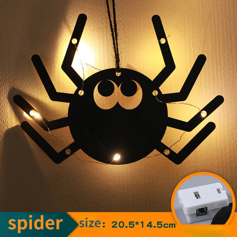 Halloween Hanging 10LED Castle Witch Ghost Spider Web Luminous Charm Indoor Outdoor Party Horror Props Decoration Dabfavshop
