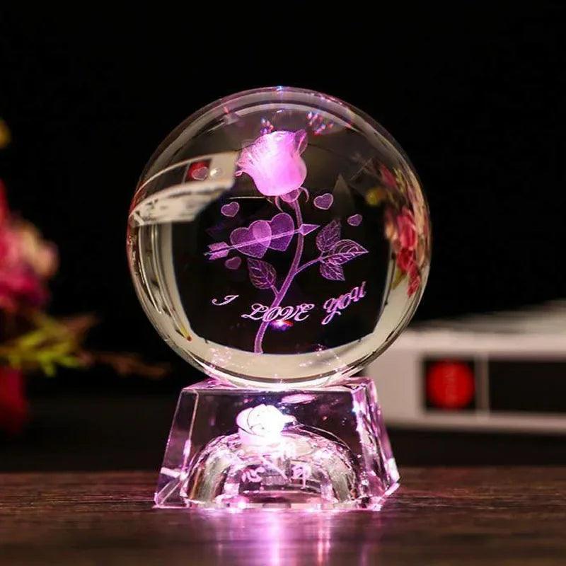 LED Crystal Ball 3D Solar System Planets Crystal Ball Glass Ball Home Decoration Valentine's Day Gift Ornament - Dabfavshop