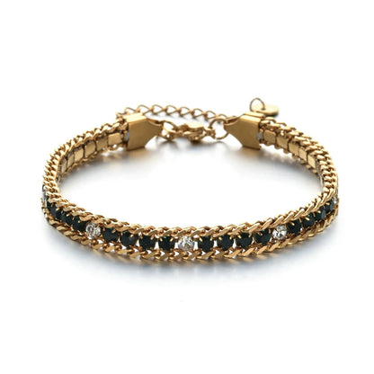 Women Men Gold Color Woven Crystal Cubic Zirconia Bracelet Stainless Steel Jewelry Dabfavshop