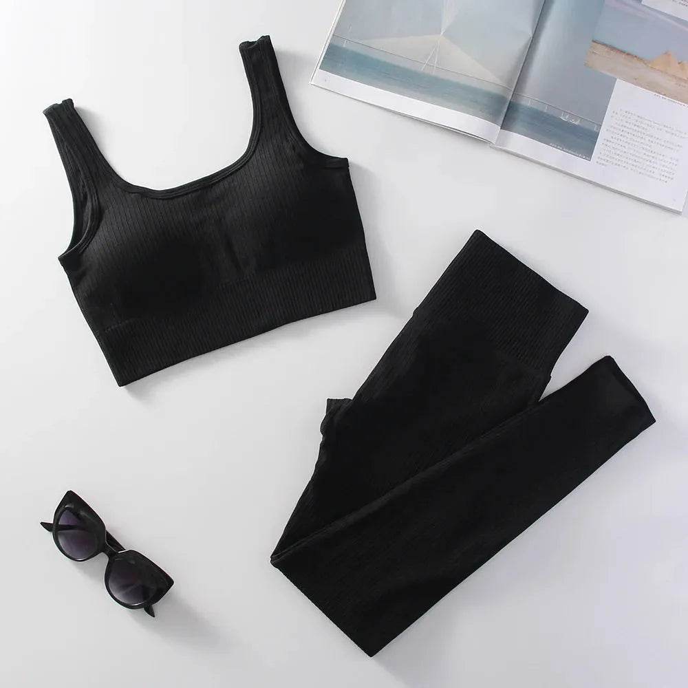 High Waist Women's Yoga Leggings & Sports Bra Set - Dabfavshop