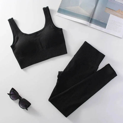 High Waist Women's Yoga Leggings & Sports Bra Set - Dabfavshop