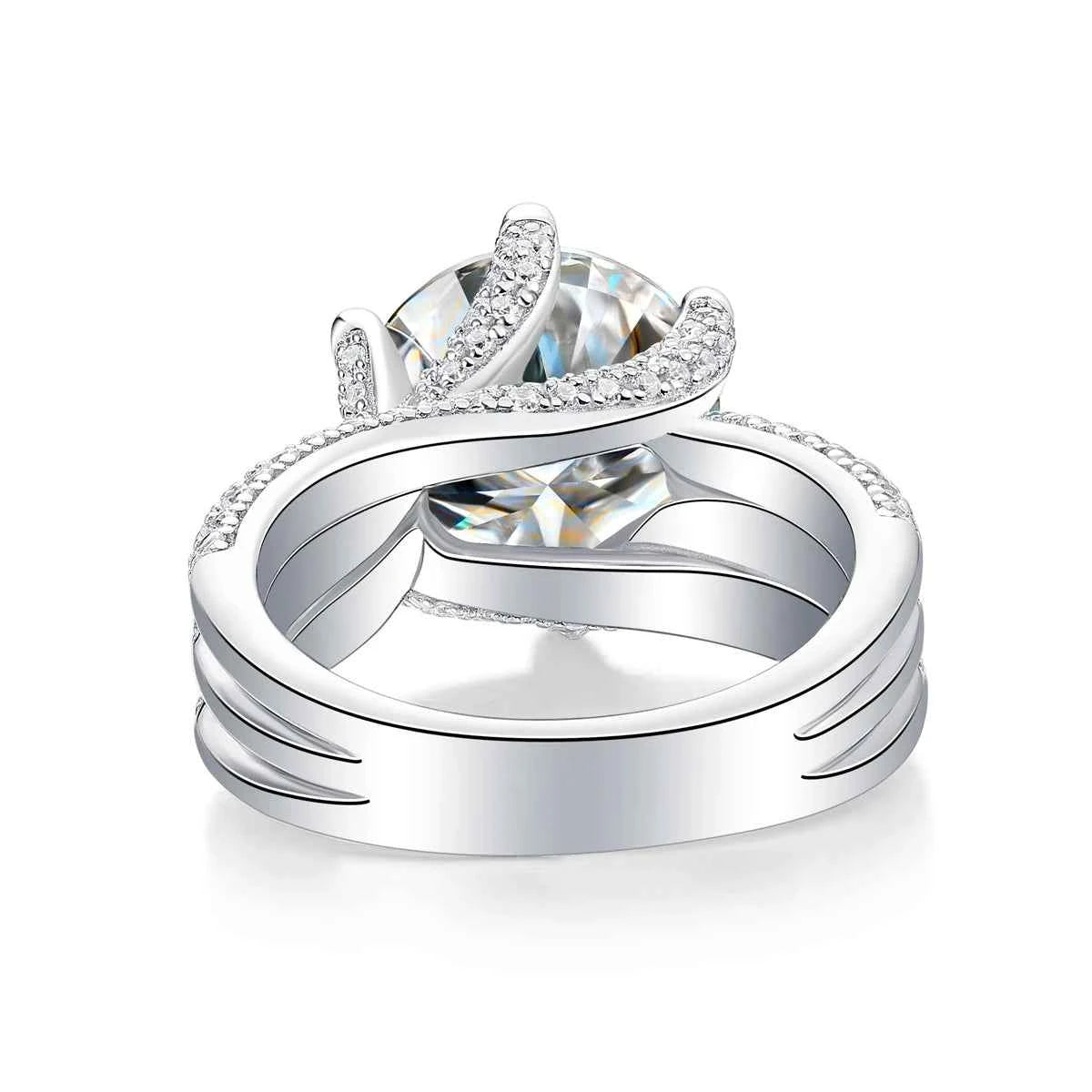 5CT Moissanite Engagement Ring S925 Silver with Round Brilliant Cut Stones and Claw Setting - Luxury Wedding or Proposal Jewelry Dabfavshop