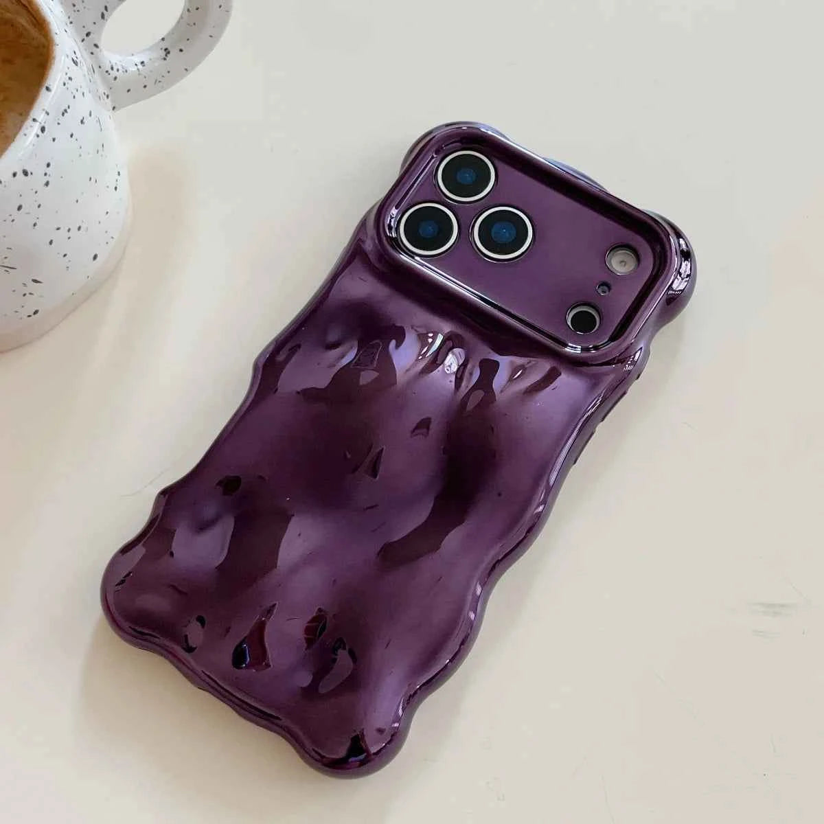 Luxury Curved Waves 3D Bubble Plating Phone Case For iPhones