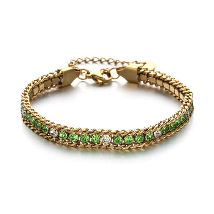 Women Men Gold Color Woven Crystal Cubic Zirconia Bracelet Stainless Steel Jewelry Dabfavshop
