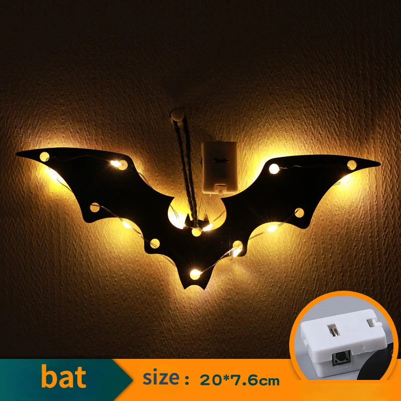 Halloween Hanging 10LED Castle Witch Ghost Spider Web Luminous Charm Indoor Outdoor Party Horror Props Decoration Dabfavshop