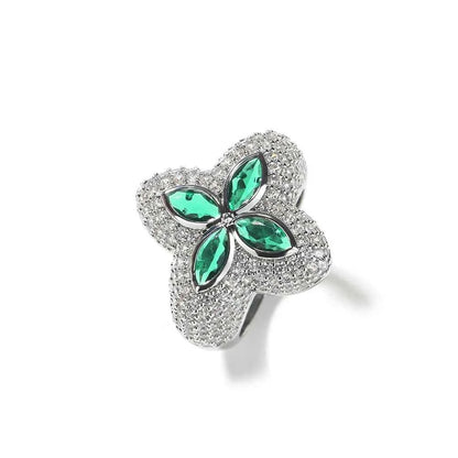 Iced Green/Clear CZ Star Rings for Women Men Unisex Cubic Zirconia Rings Fashion Jewelry for Gift Dabfavshop