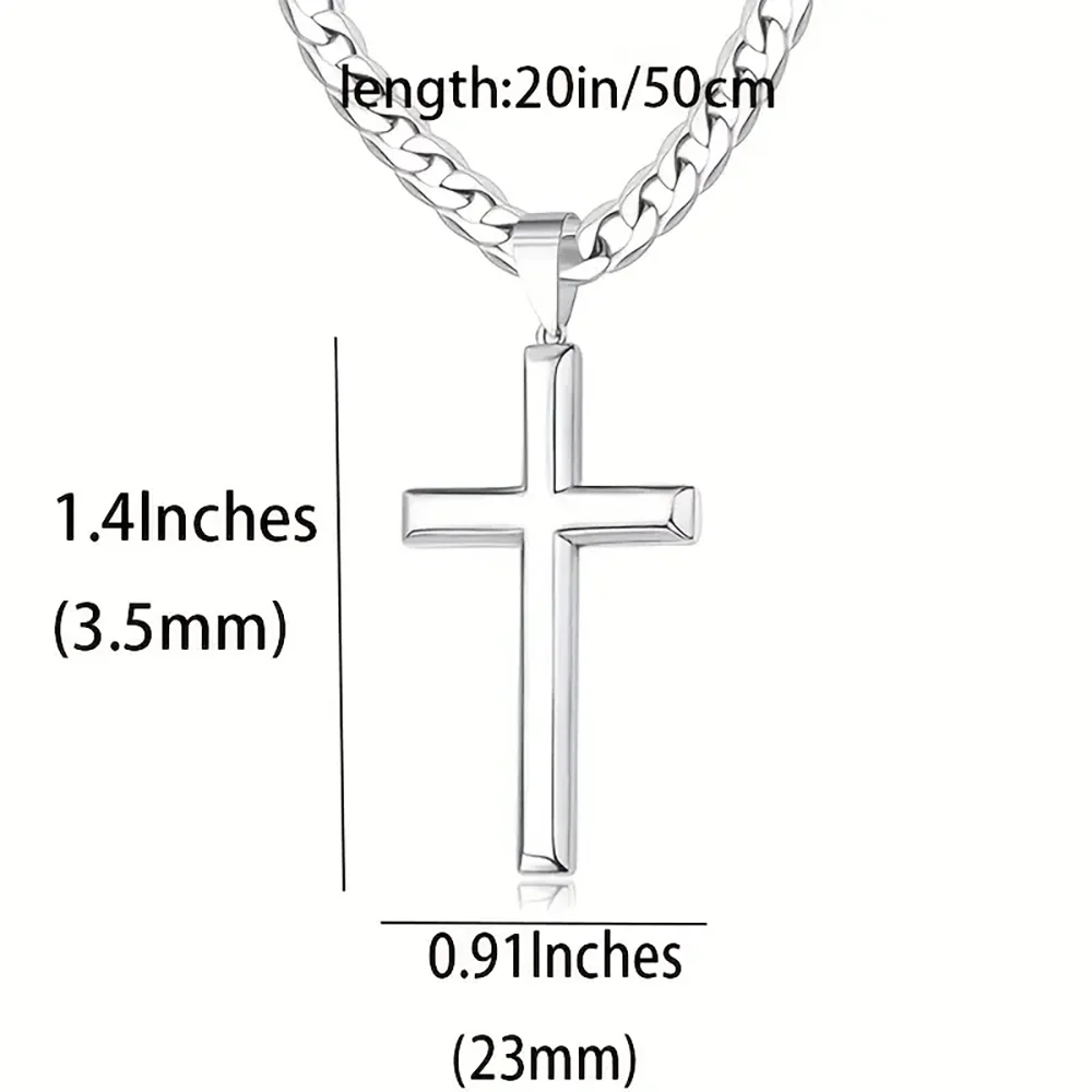 925 Sterling Silver Cross Necklace for Men & Women Durable Cuban Crucifix Pendant Necklace Dabfavshop