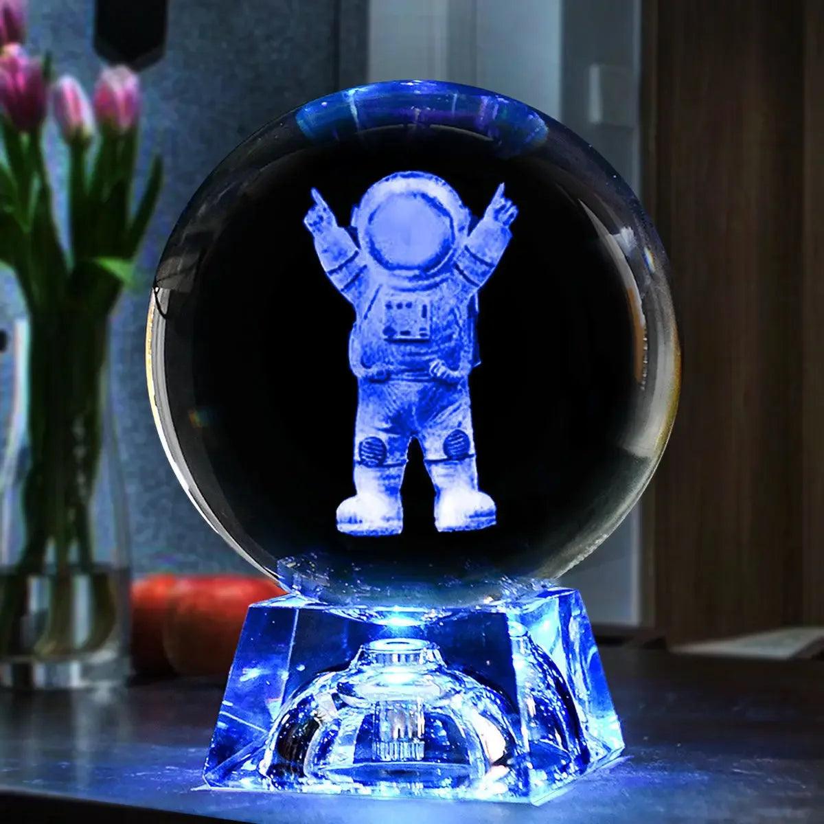 LED Crystal Ball 3D Solar System Planets Crystal Ball Glass Ball Home Decoration Valentine's Day Gift Ornament - Dabfavshop