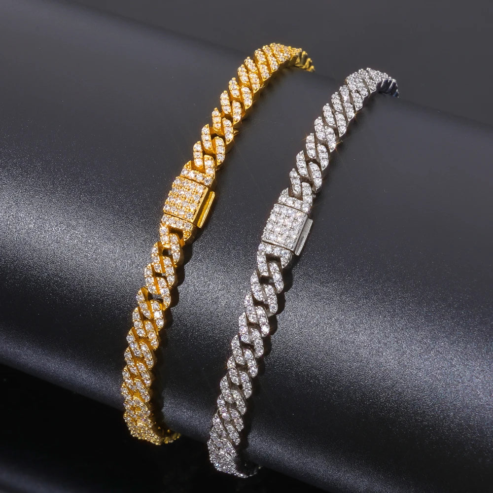 5mm Moissanite Cuban Link Chain Pass Diamond Test 925 Sterling Silver VVS Diamond Iced Out Necklace Women Jewelry Dabfavshop