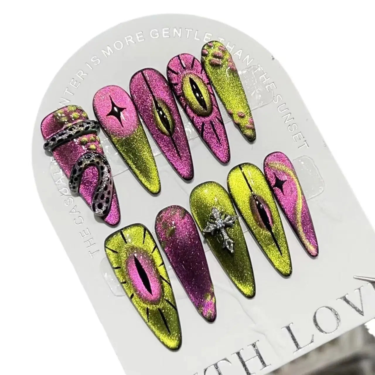 [Alien Eye] Handmade Advanced Hand-painted Cat's Eye Super Personalized Fake Nails Removable Dabfavshop