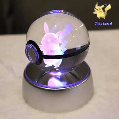 Pokémon 3D Crystal Ball With Multi Color LED Base - Dabfavshop