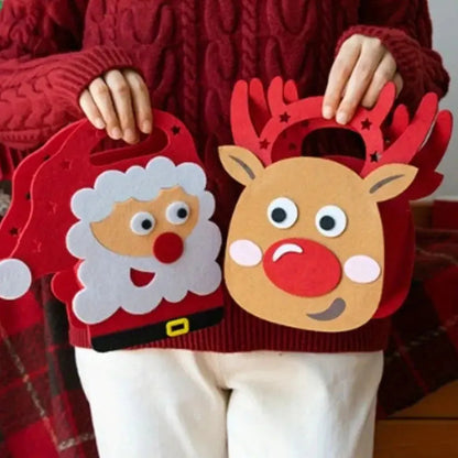 1-10PCS Christmas Felt Gift Bag Creative Holiday Candy Apple Tote Bag for Kids Party Favor Bag for Christmas Eve Gift Wrapping Dabfavshop