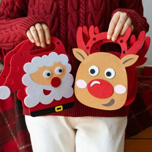 1-10PCS Christmas Felt Gift Bag Creative Holiday Candy Apple Tote Bag for Kids Party Favor Bag for Christmas Eve Gift Wrapping Dabfavshop