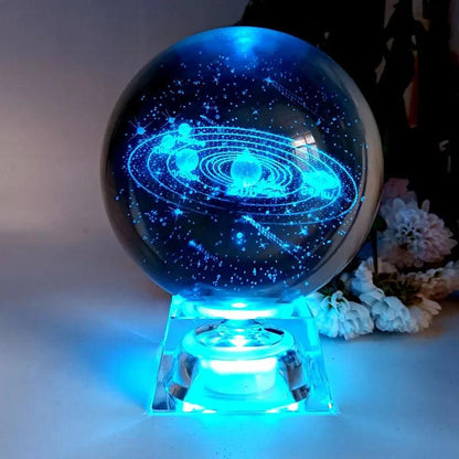 LED Crystal Ball 3D Solar System Planets Crystal Ball Glass Ball Home Decoration Valentine's Day Gift Ornament - Dabfavshop